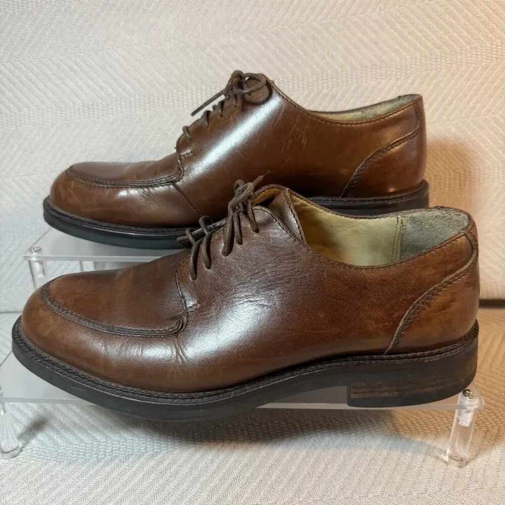 Kenneth Cole Dress Shoes Oxford Brown Leather Men's Size 10 Lace Up Smart Casual